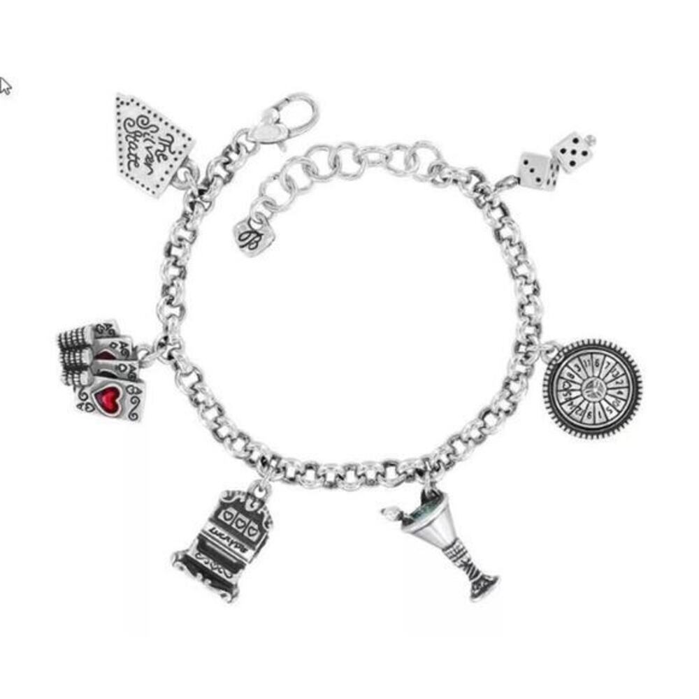 BRIGHTON VIVA LAS VEGAS NEVADA STATE SILVER Casino Dice Plated‎ Charm Bracelet
